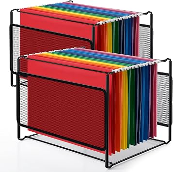 Comix 2 Packs Mesh Hanging File Folder Organizer for Home Office, Black