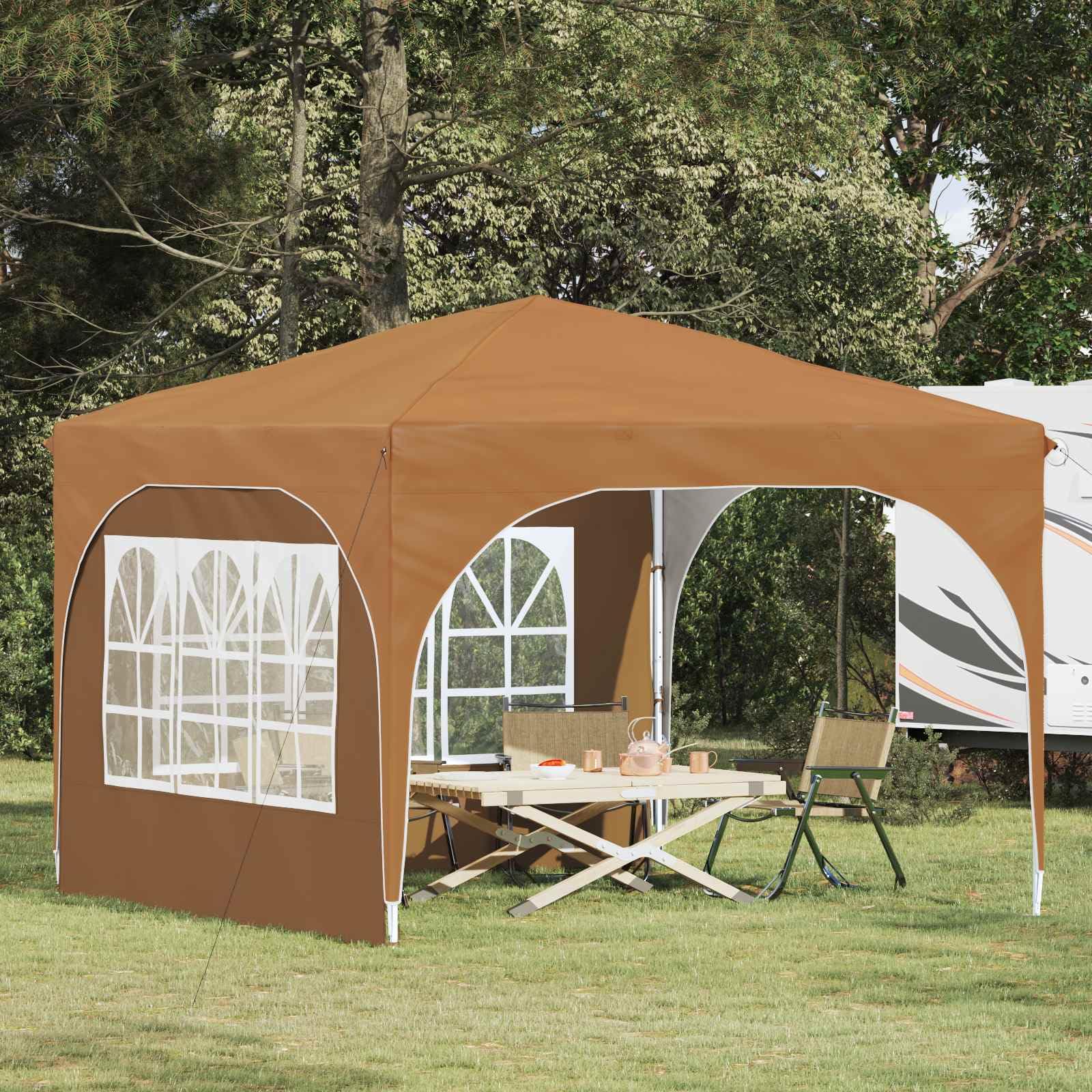 Gazebo pieghevole per feste, 290 x 290 x 245 cm, beige