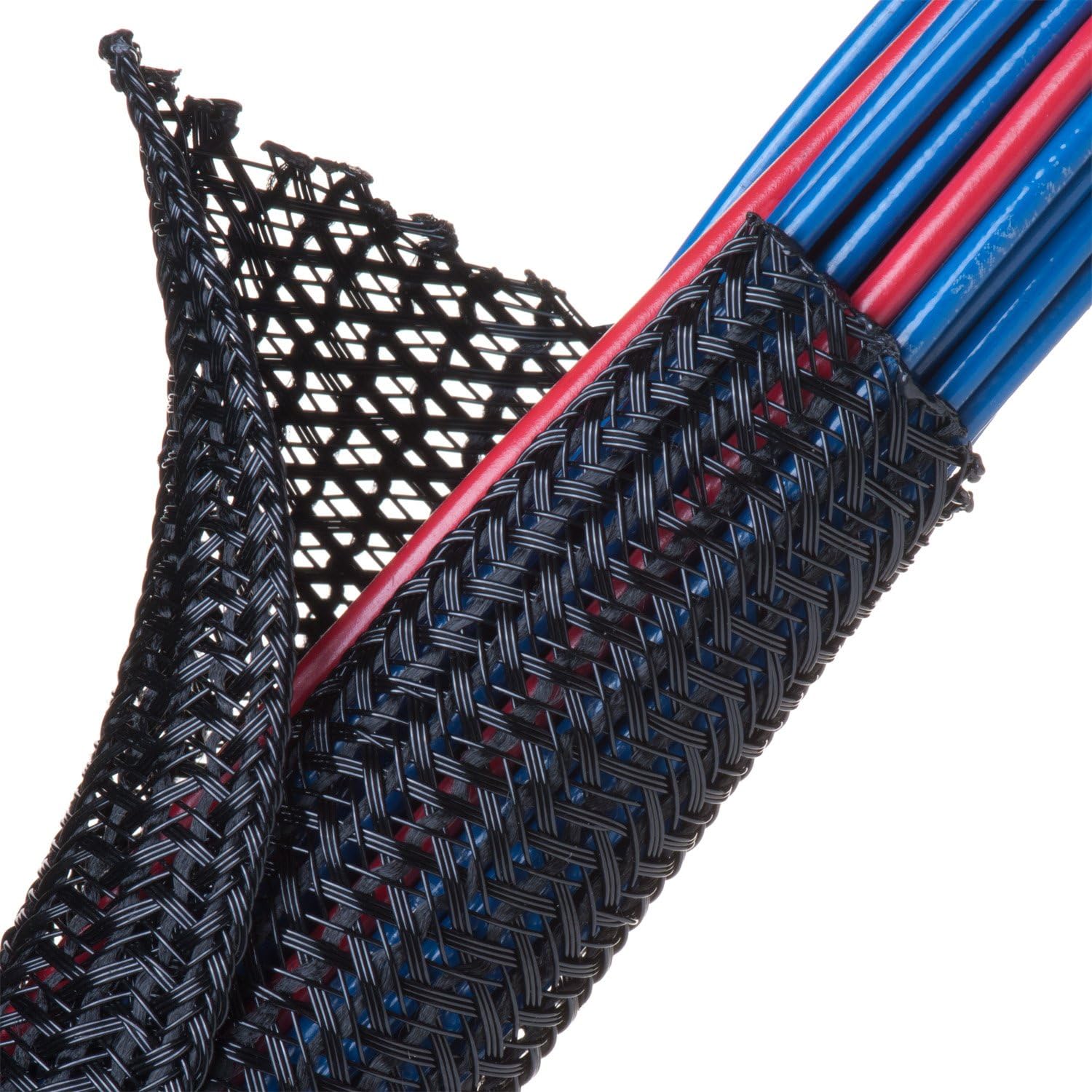 F6 - Self Wrapping Braided Sleeving - 1" - Black 10 ft piece