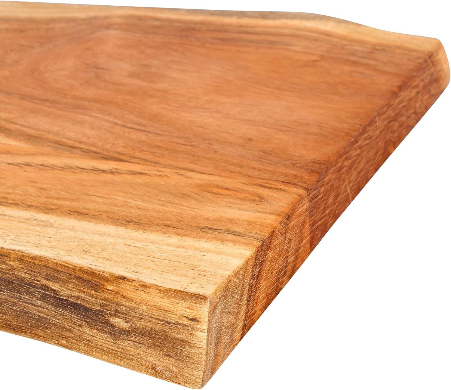 GoCraft Acacia Wood Live Edge Cutting Board – 16 x 11 Inch – with Hole for Hanging | Rustic Rectangular Wooden Chopping Board | Charcuterie Cheese Tray | Food Serving Platter | Farmhouse Décor