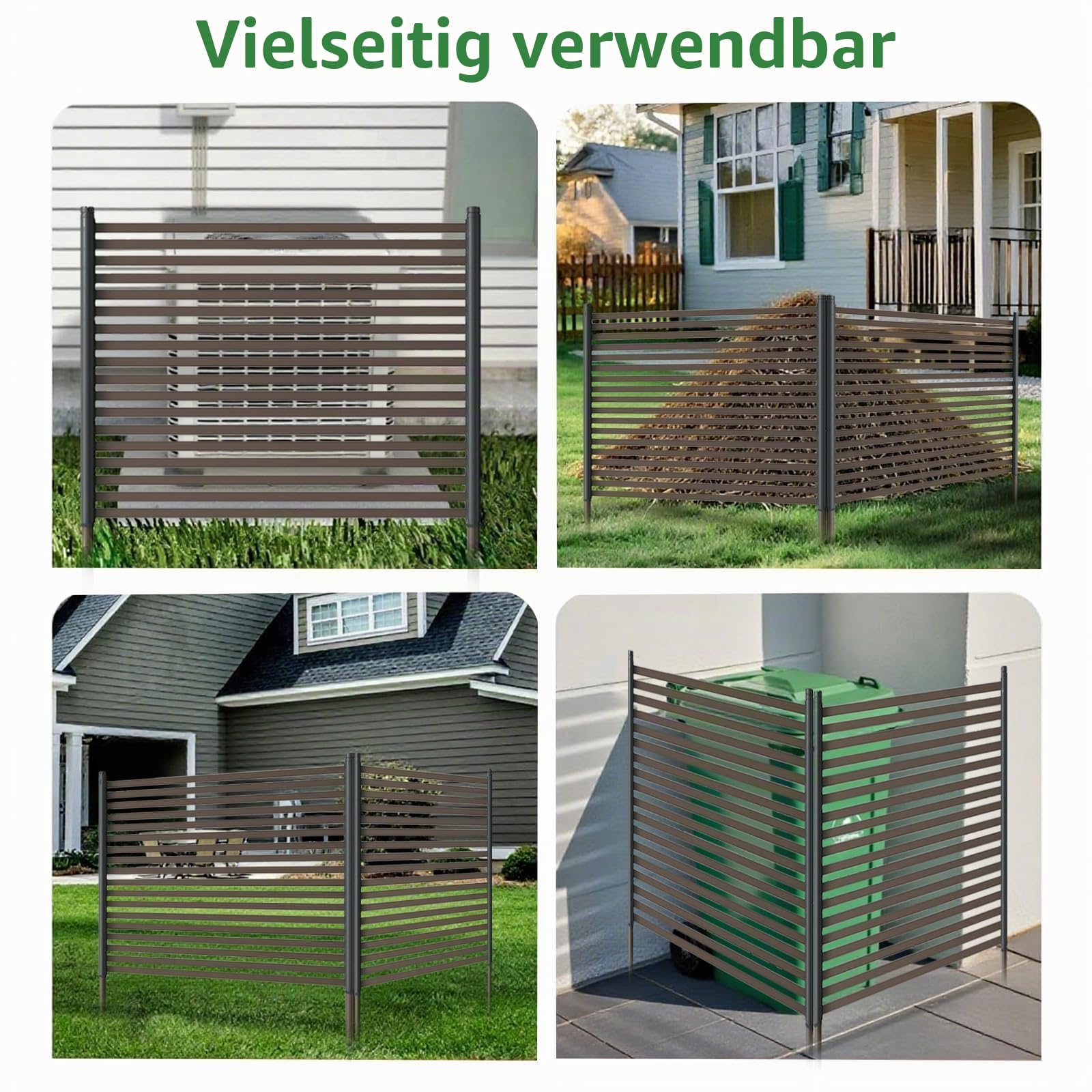 GarveeHome 3 Stück Gartenzaun aus Metall, 270 x 124 cm, Sichtschutzwand ohne Graben, Tierbarriere für Haustiere, Moderner Steckzaun Zaunelementenfür Garten, Hof & Terrasse, Schneller Aufbau