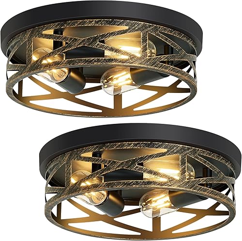 Miniatura 13 de Lámpara de Techo de Montaje Empotrado, Accesorios de Iluminación de Techo de Metal Vintage Negro para Pasillo, Accesorios de Iluminación de Montaje