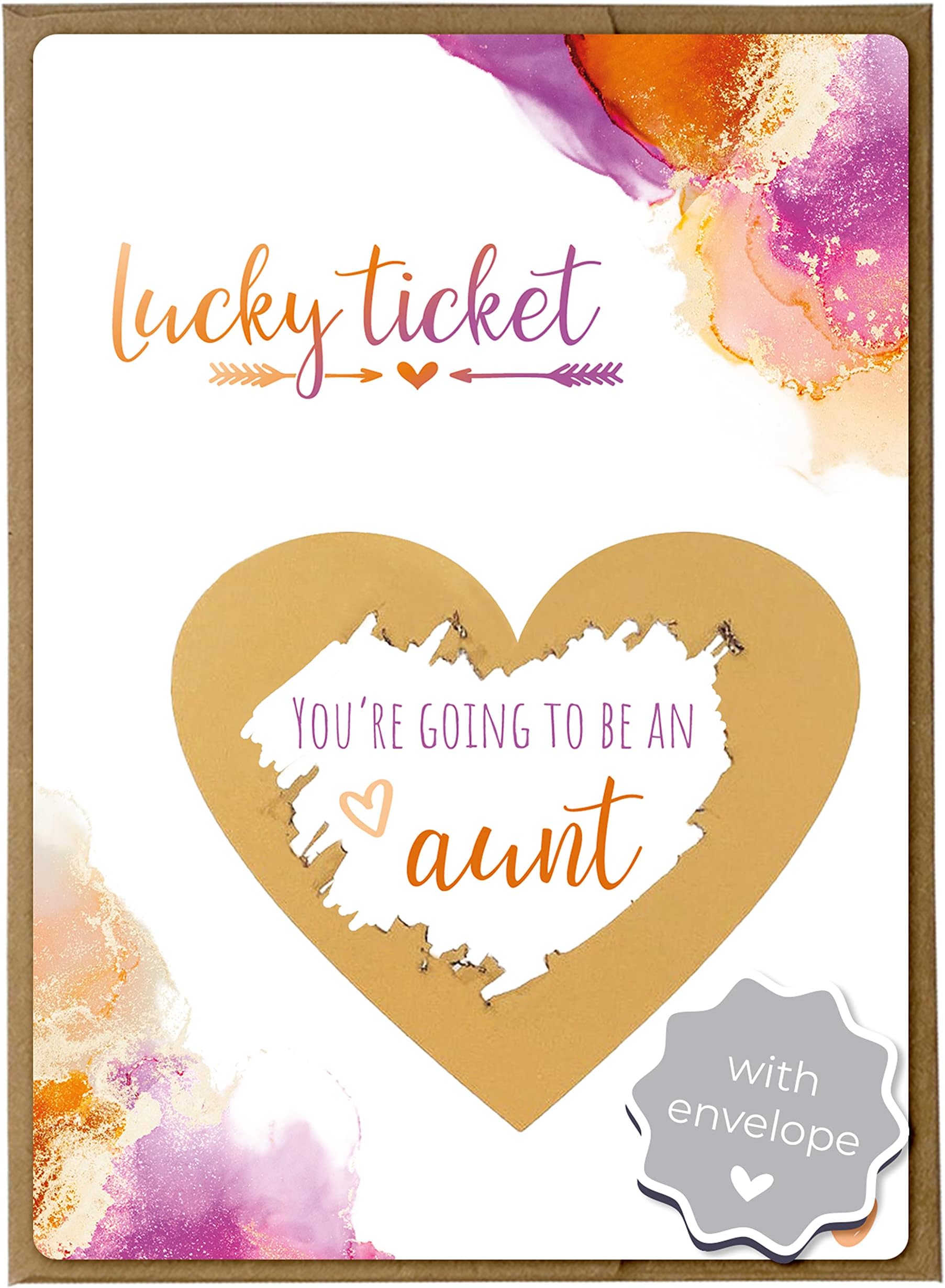 Joli Coon Pregnancy announcement scratch card - You are going to be an aunt with envelope - Baby announcement aunt
