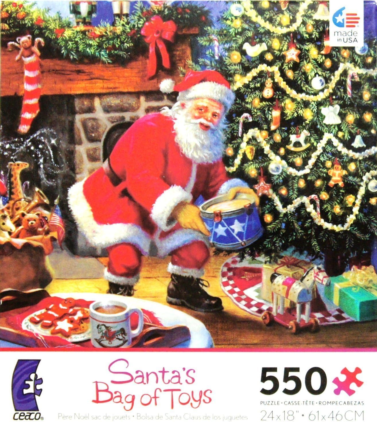 Santa's Bag of Toys 550 Piece Puzzle Made in USA Puzzle