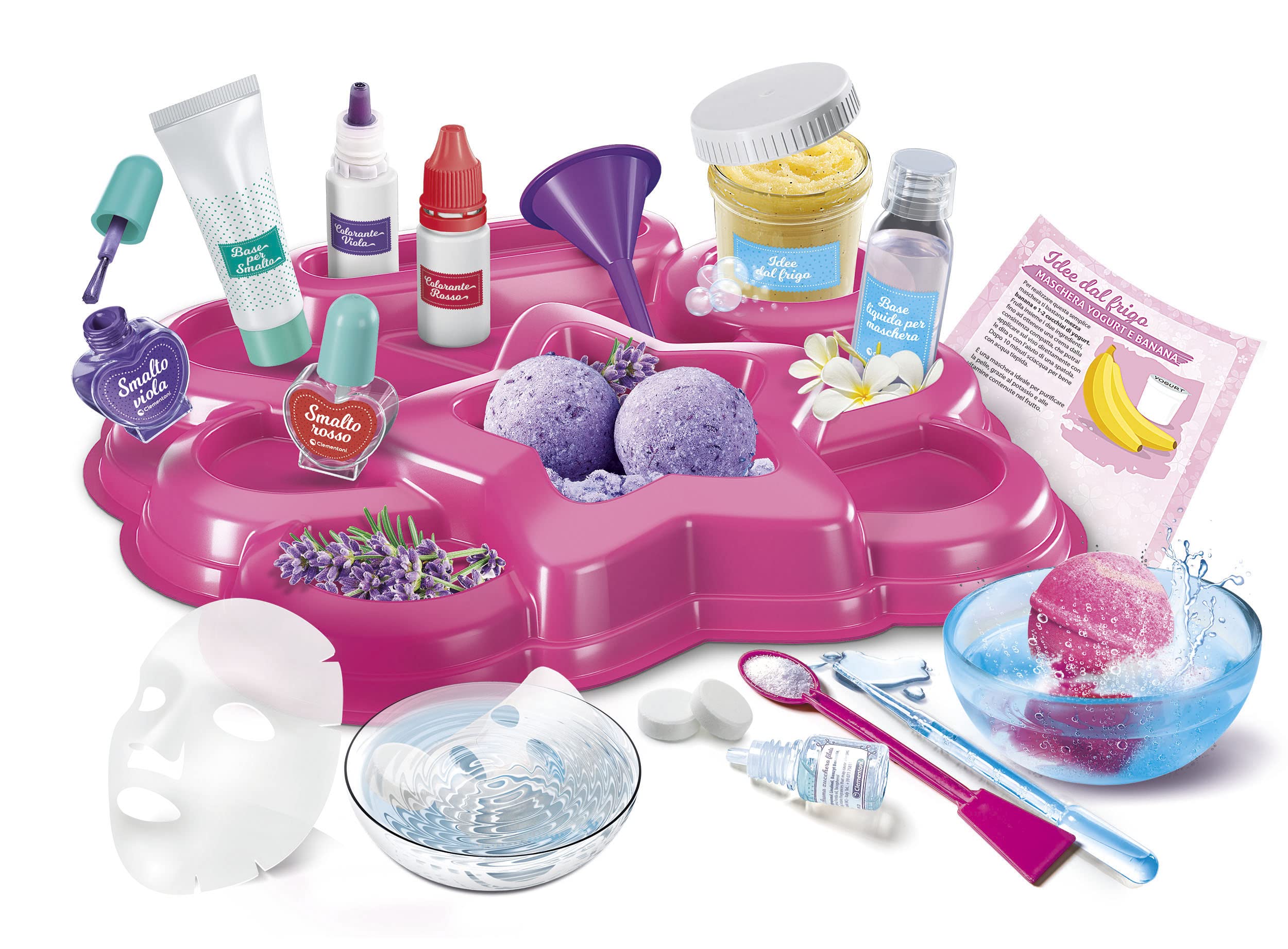 Clementoni Scienza e Gioco Lab - My Beauty Routine, Laboratorio Cosmetico per Bambine 8+ Anni per Maschere Viso, Bombe da Bagno e Smalti, Made in Italy, Lingua Italiana, 19316