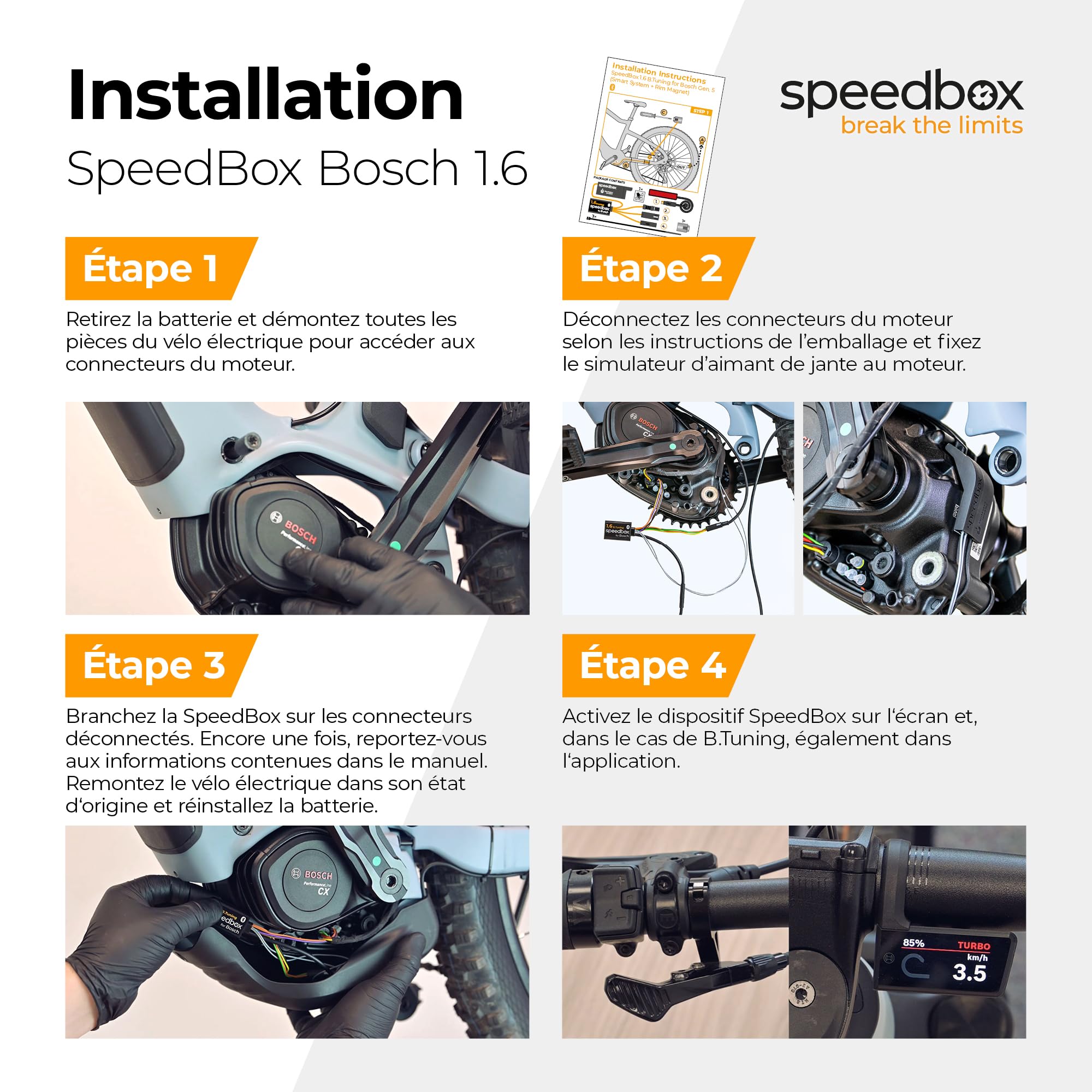 SpeedBox 1.6 Bluetooth Module de Performance E-Bike, Bosch | Vitesse d'assistance réglable, SpeedBox Connect, Bosch Performance Line CX Gen5 avec aimant de jante, Smart System