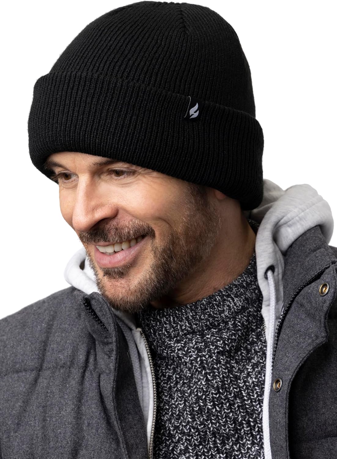 HEAT HOLDERS - Mens Fleece Lined Thermal Turn Over Cuff Winter Hat One Size - Image 3