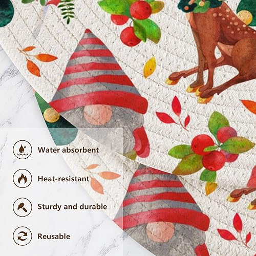 Miniatura 3 de 3 Pcs Trivet Hot Pad for Hot Pots and Pans 15in Cotton Thread Weave Absorb Water Hot Mats for Instant Pot Home Necessities Christmas Funny Gnomes