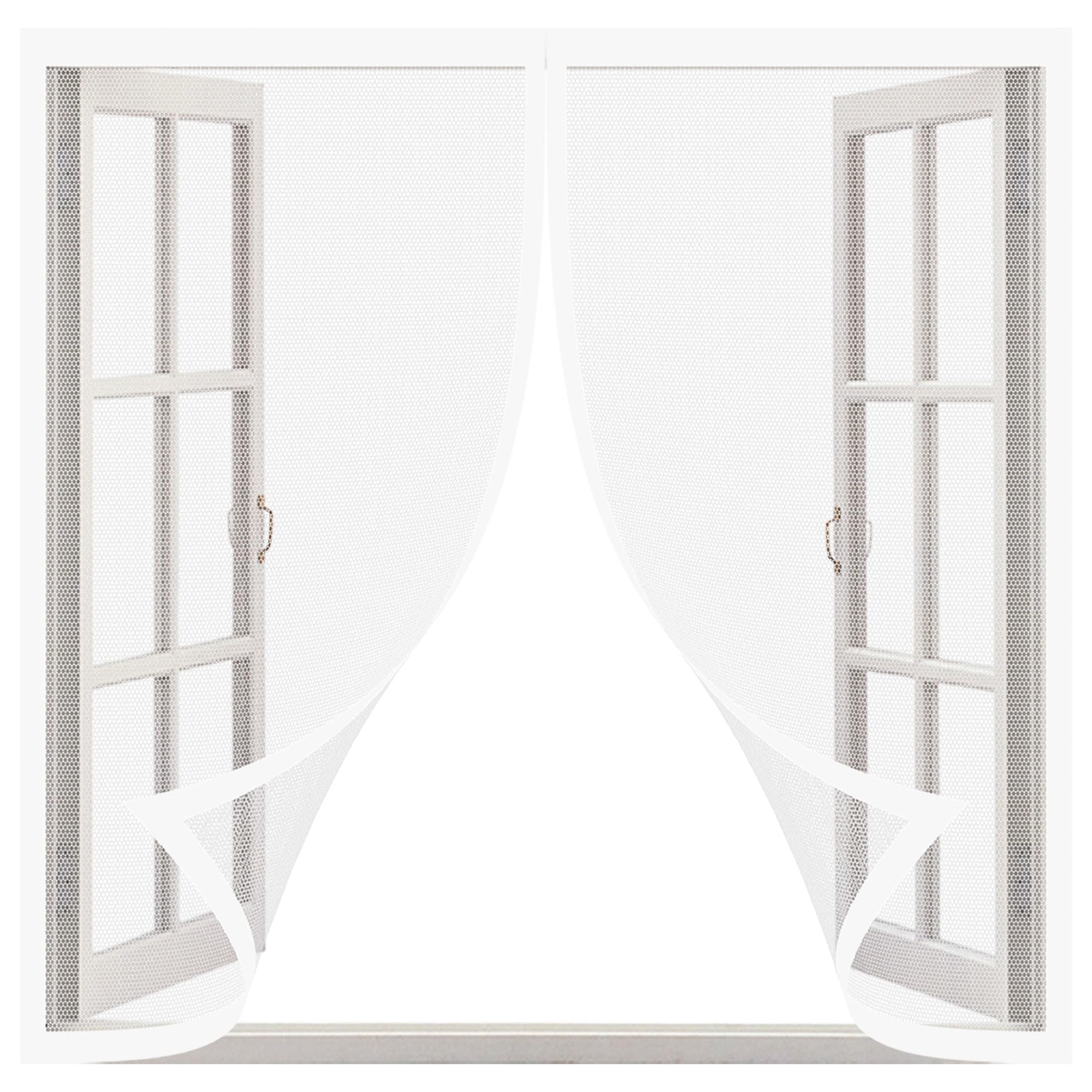 Magnetic Fly Screen Window Adjustable 163 x 200 cm Anti Mosquito Mesh Fly Curtain Without Drilling Hands Free for All Kinds of Window Door, White