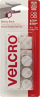 VELCRO Brand - Sticky Back Fasteners, Hook Side Only | Perfect for Home or Office | Combo Pack, Coins & Squares | White | 14 Count