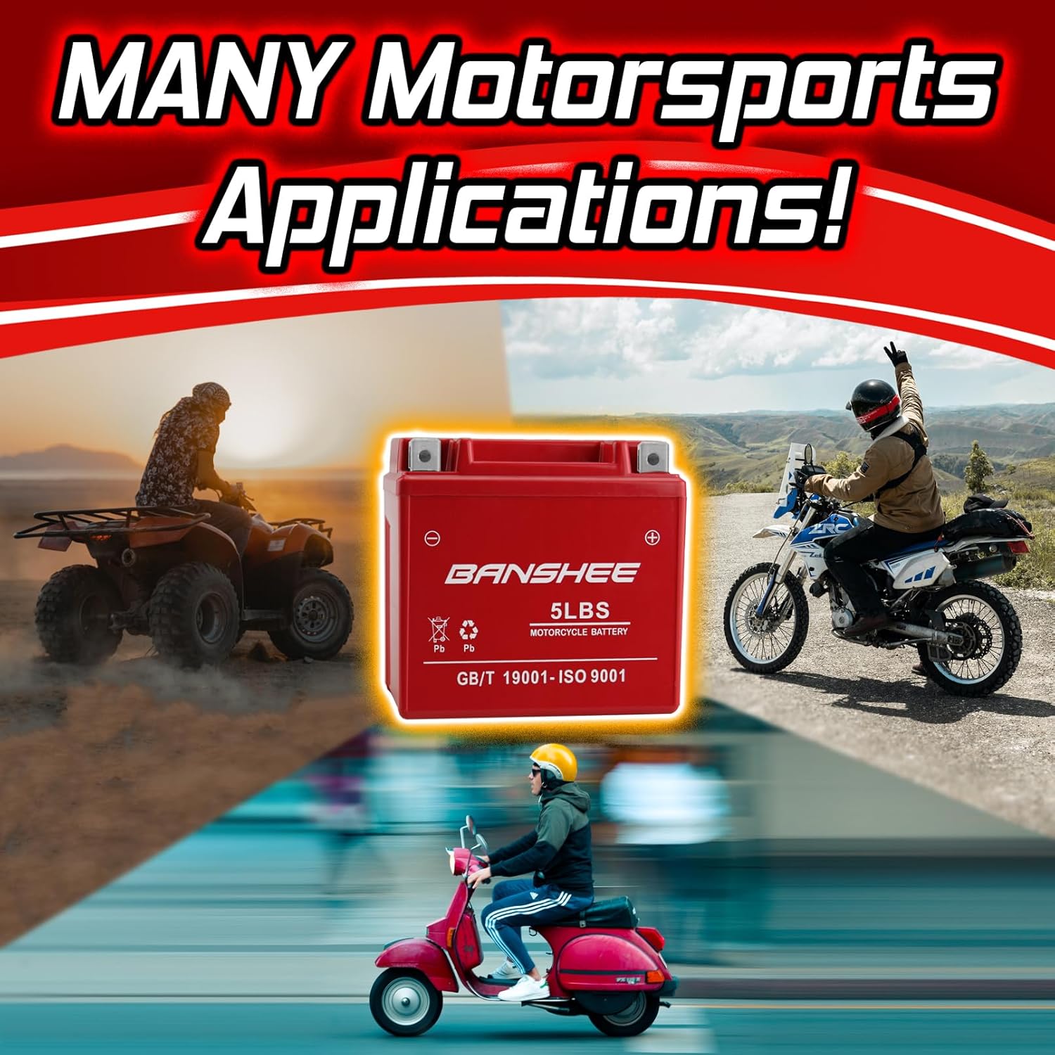 Banshee Replaces YTX5L-BS Battery Compatible with 03-01' HUSABERG FE400E/ FE400E (Electric Start)