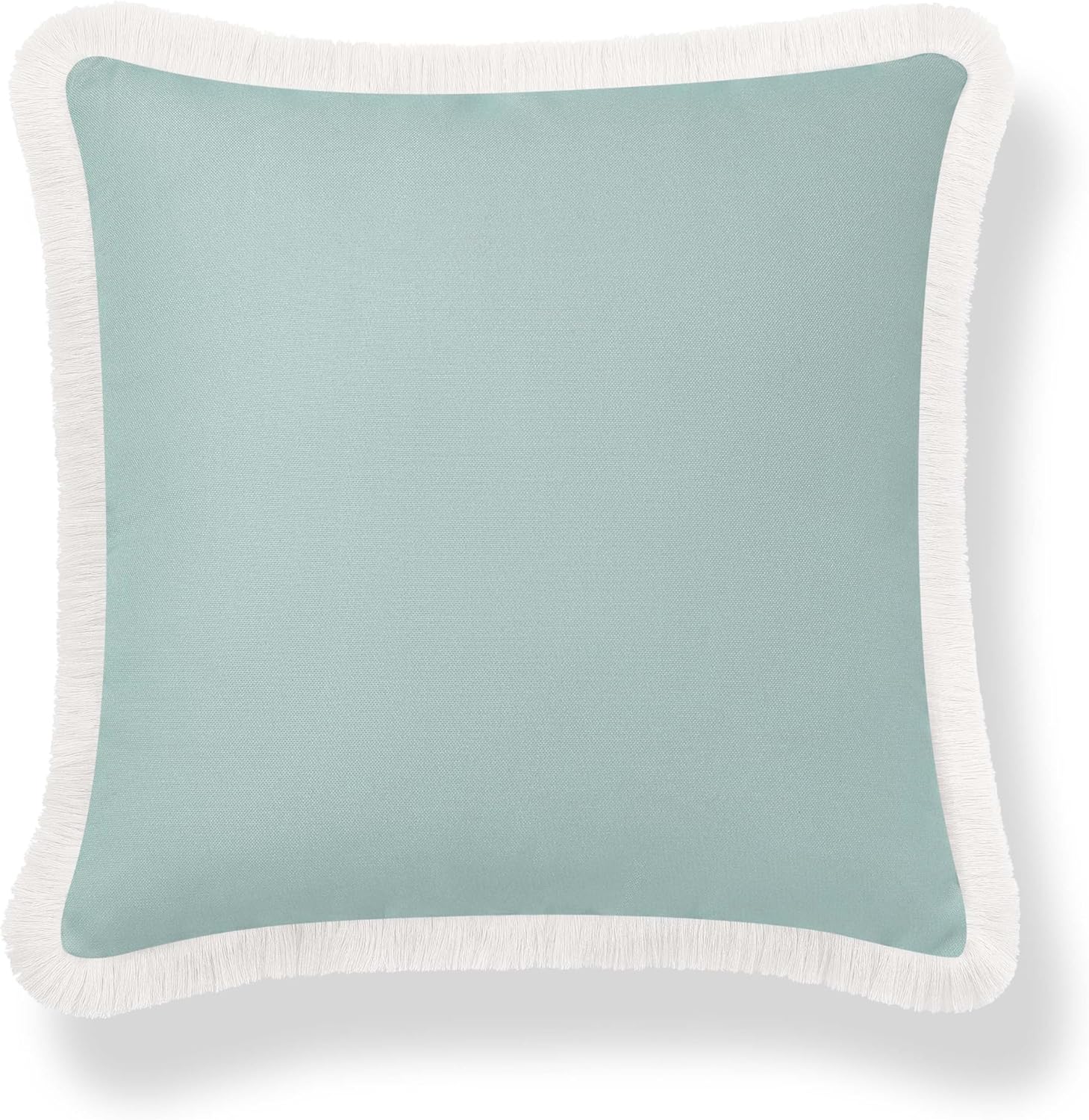 Hofdeco Premium Coastal Grandmillennial Patio Indoor Outdoor Throw Pillow Cover Only, 22"x22" Water Repellent for Backyard, Couch, Poolside, Celadon Green Print Solid