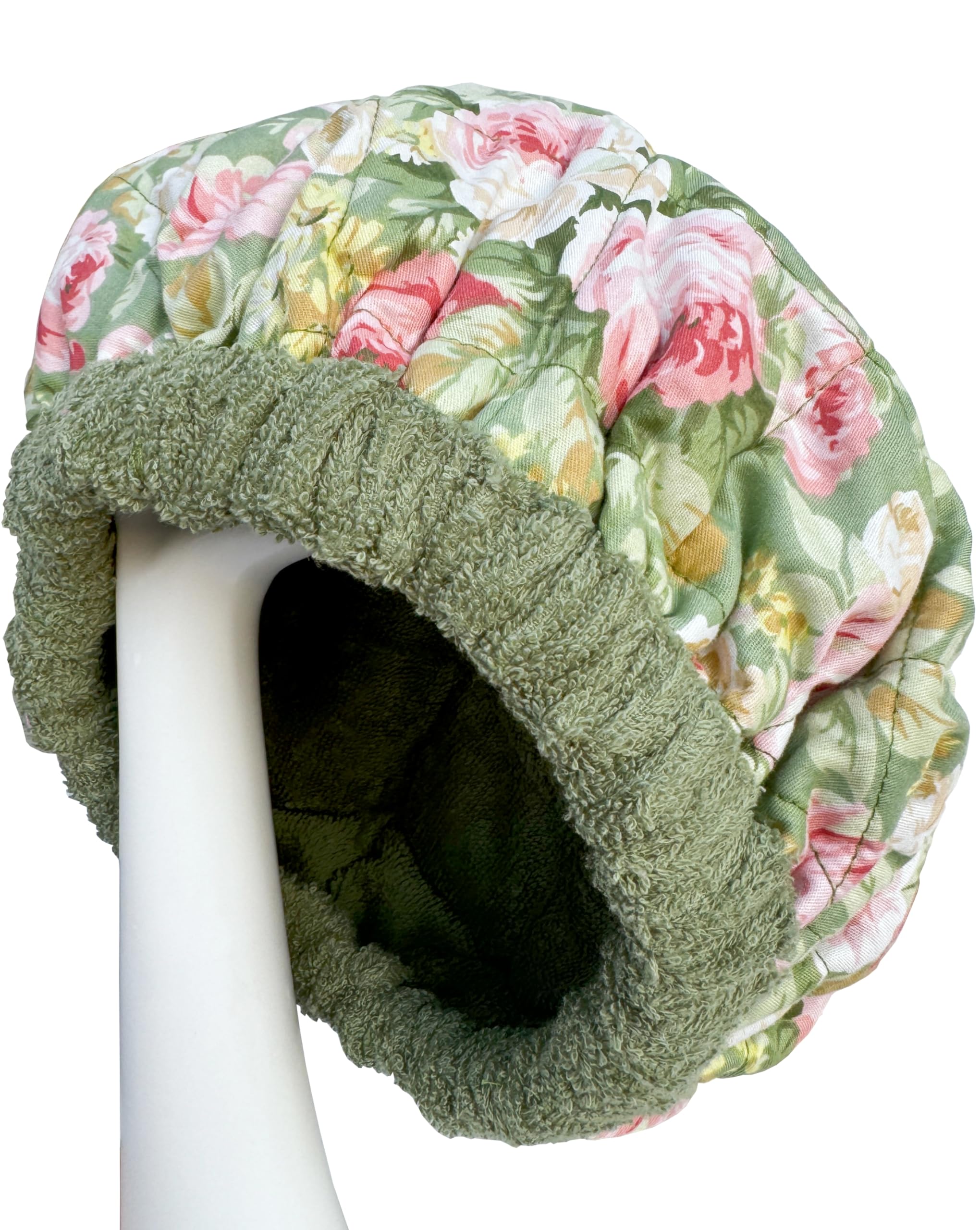 AKISS Cuffia per capelli da donna a base di semi di lino, portatile, per microonde, per la cura dei capelli (verde pisello, rosa, L)