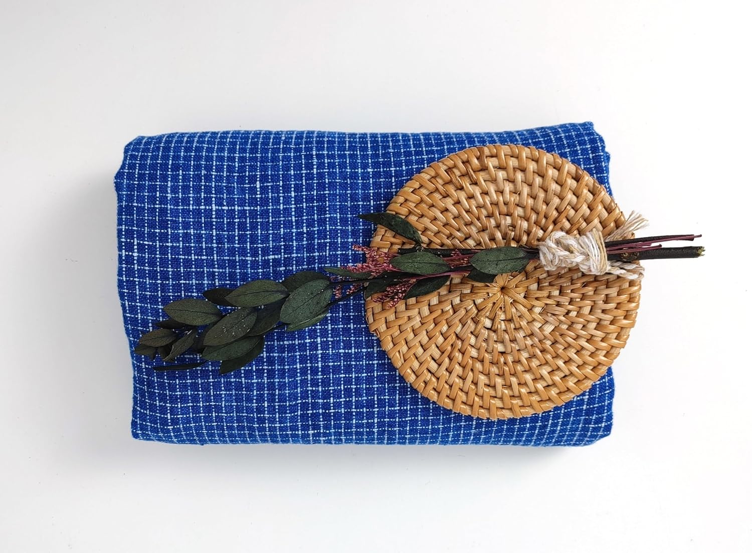 Blue 100% Linen Fabric: Viking Age Hedeby Windowpane Pattern 7958 Blue