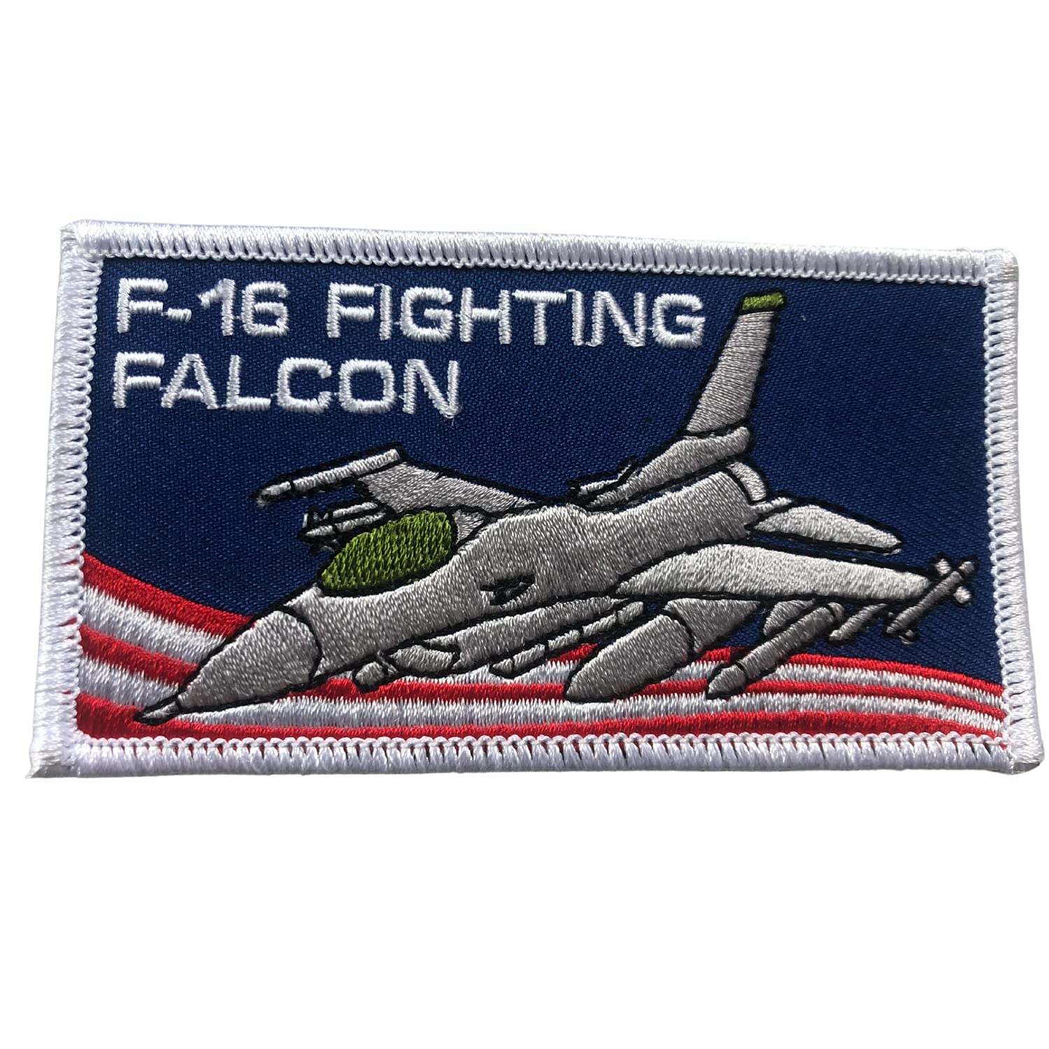 United States Air Force USAF F-16 Fighting Falcon Embroidered Patch, with Iron-On Adhesive (Rectangle)