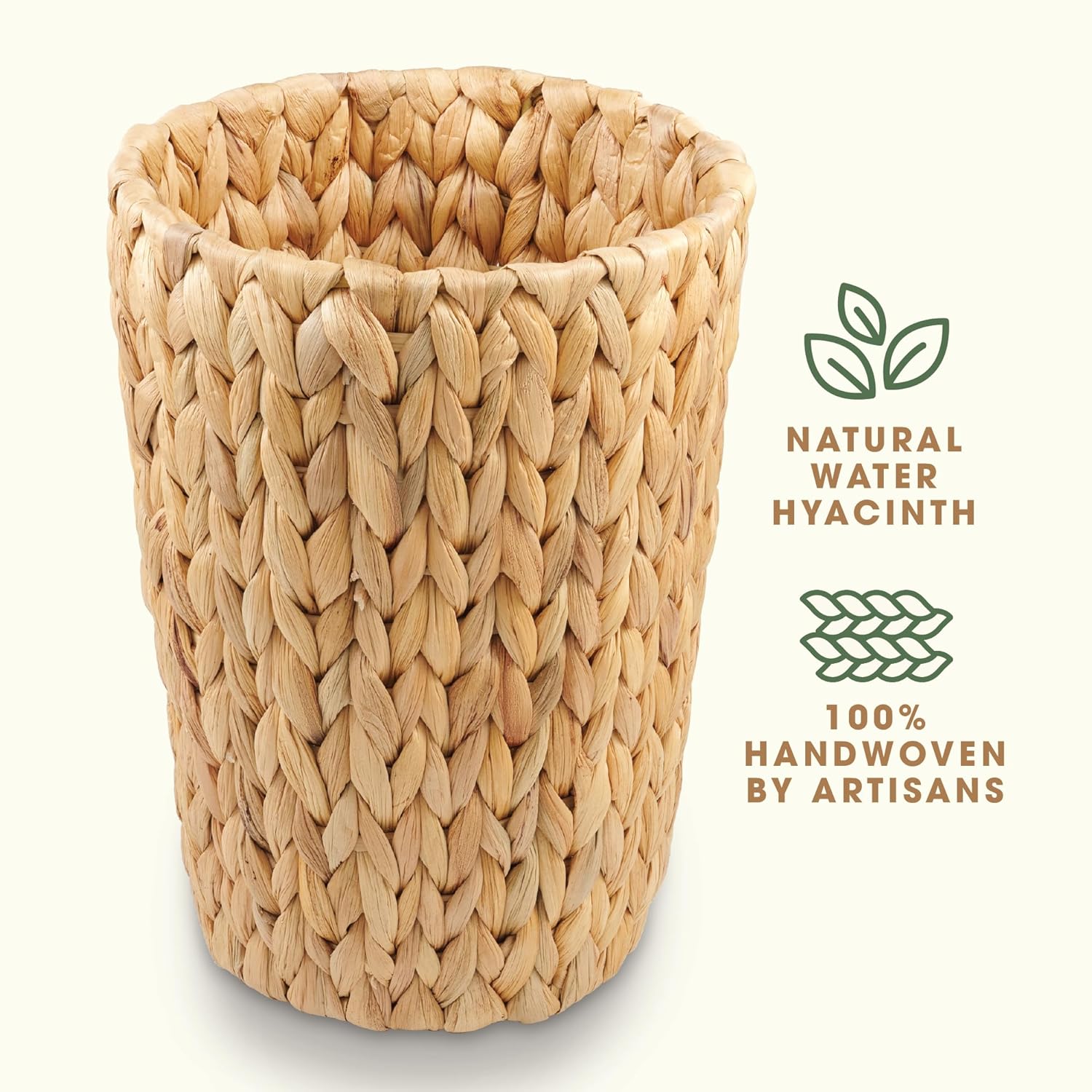84ECO 2-Pack Wicker Trash Cans - Rattan Trash Can - Wicker Waste Basket for Bathroom, Bedroom - Woven Waste Basket (Natural, 2 Gallon)