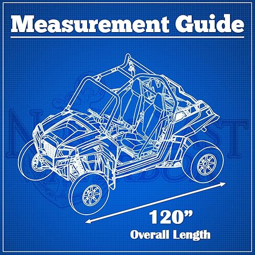 Miniatura 4 de Cubierta de lujo negra UTV para hasta 120 pulgadas de largo con jaula enrollable, poliéster 190T, resistente al agua y a los rayos del sol,