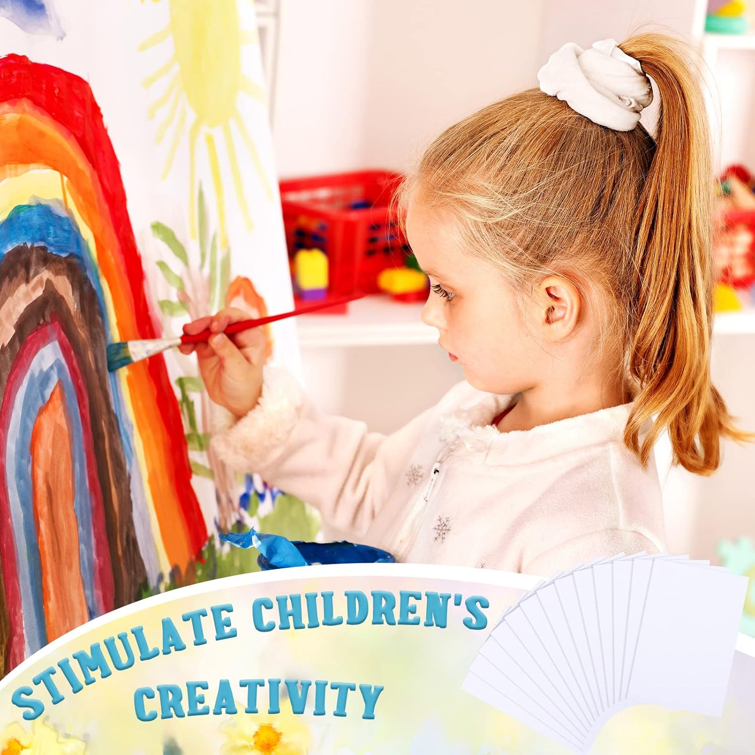 Spiareal 100 Sets Blank Watercolor Cards and Envelopes 4 x 6 Inch Christmas Cardstock Watercolor Postcard for Kid Art Painting Invitation Thank You Note