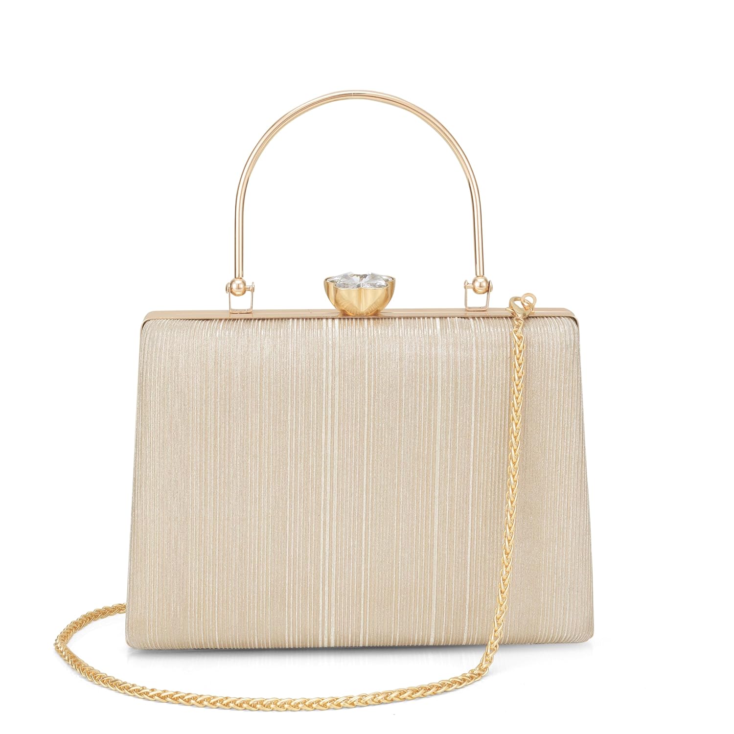 BAG IN ENTERPRISE Elegant Gold Textured Metal Handle Clutch Handbag for Women – Party & Wedding Purse - Review, Price and Buying Guide