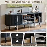 ChooChoo Mid Century Modern TV Stand for TVs up to 60 Inch, Entertainment Center with Fluted Sliding Doors and Hidden Storage, TV Console with Adjustable Shelf for Living Room, Bedroom, Black