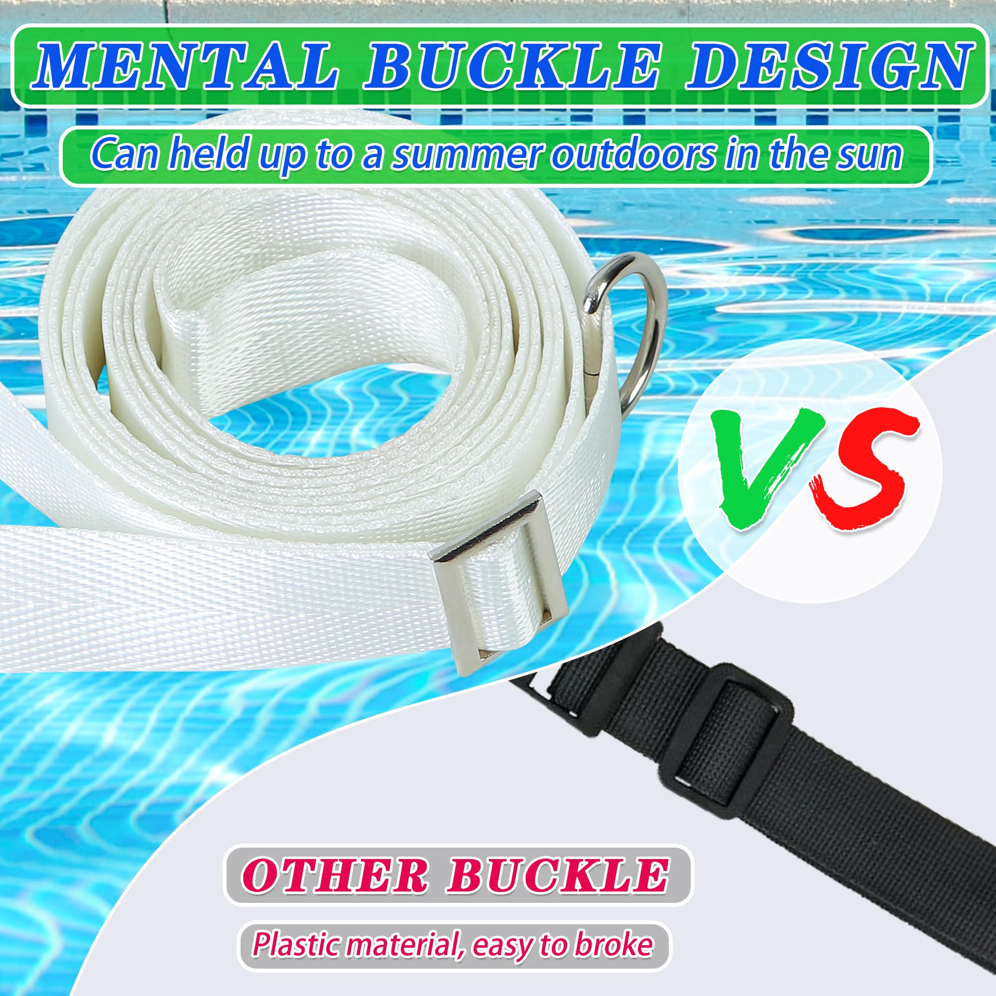 Red de voleibol de repuesto para piscina, longitud ajustable de 15 a 26 pies (solo red) | Hebilla de acero anti-UV y duradera universal para juego de red de voleibol de piscina