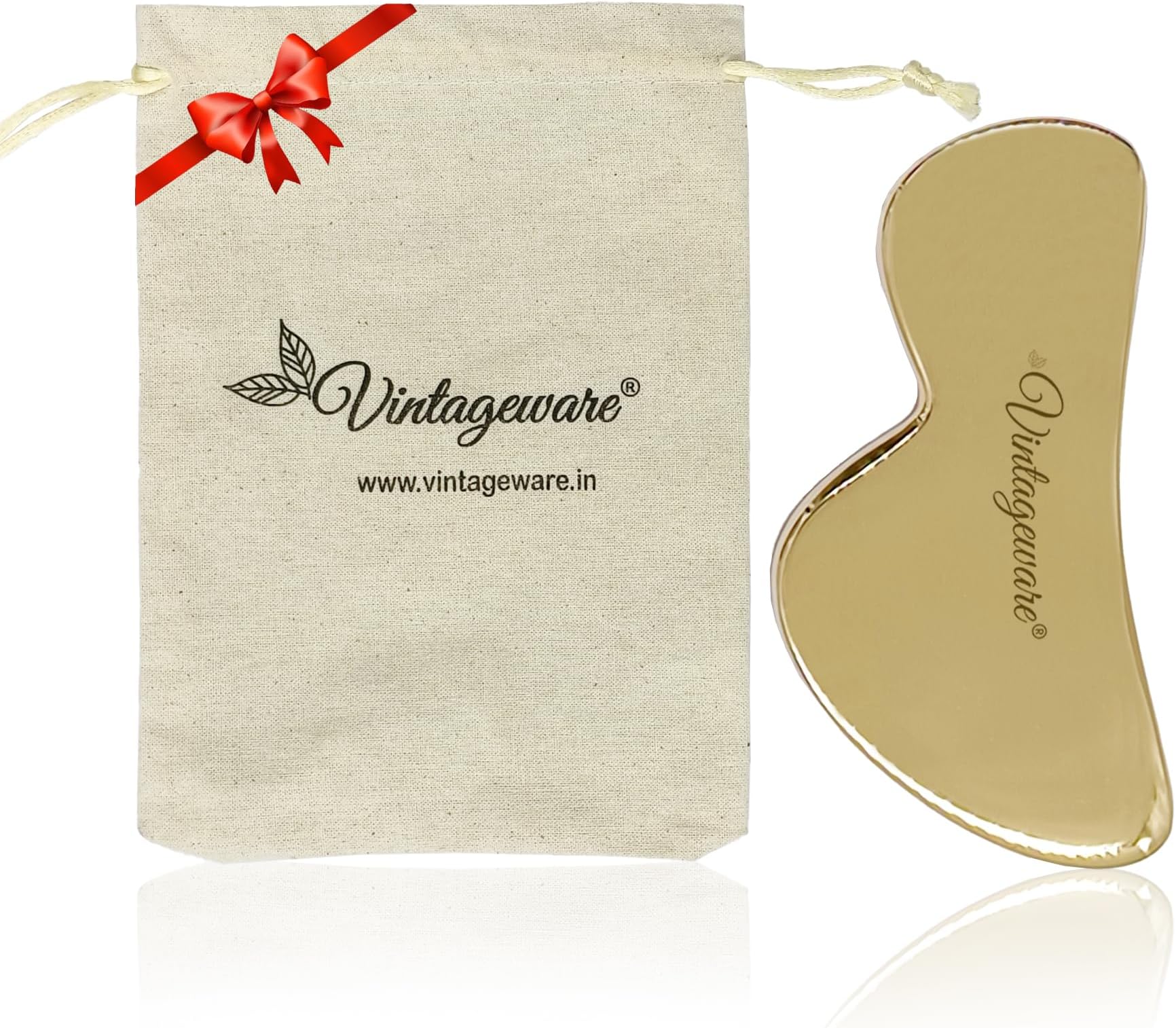 Vintageware® Kansa Gua Sha Massager Tool – Ayurvedic Bronze Facial Scraper for Lymphatic Drainage, Anti-Aging & Skin Detox (B-Shaped)