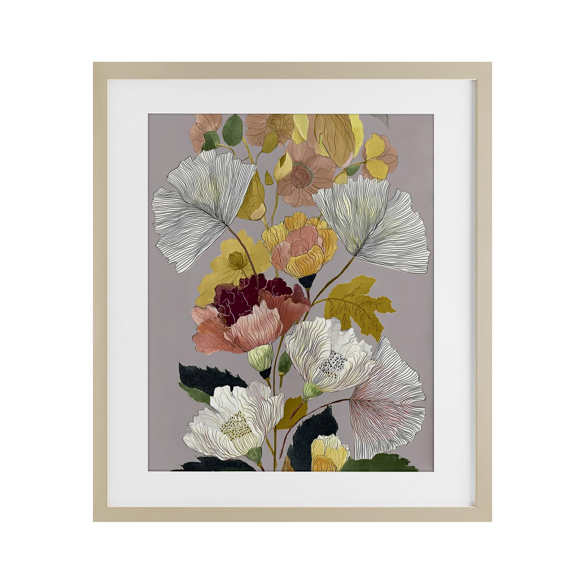 Affiche encadrée feuilles de bouleau tableau déco murale sous verre Annabelle Hall 53x43cm