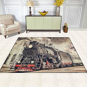 Amazon.com: ALAZA Retro Steam Train Area Rug Rugs for Living