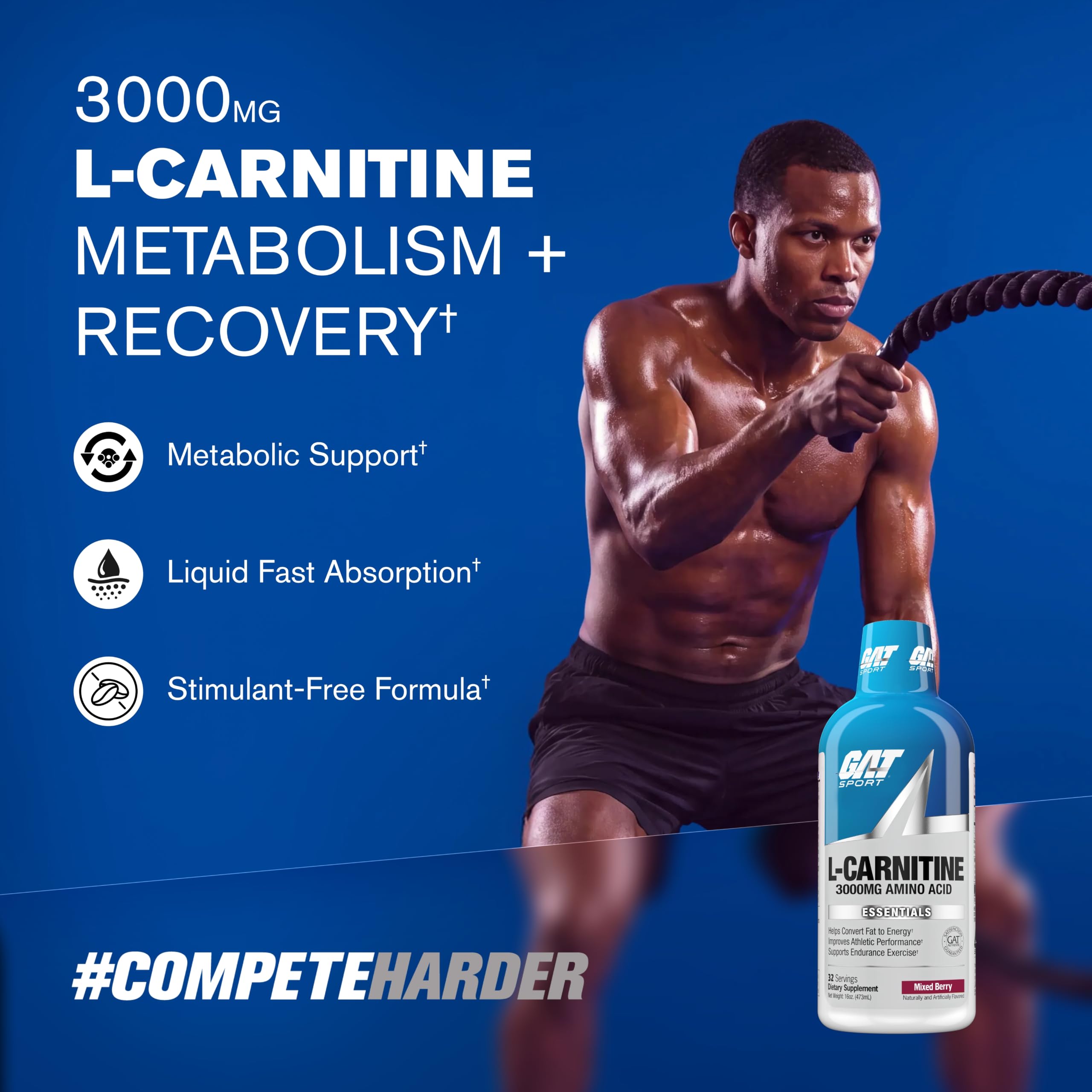 gat l carnitine liquid benefits SPORT L-CARNITINE 3000 mg, Mixed Berry, 16 oz (32 Servings) skin-and-personalcare