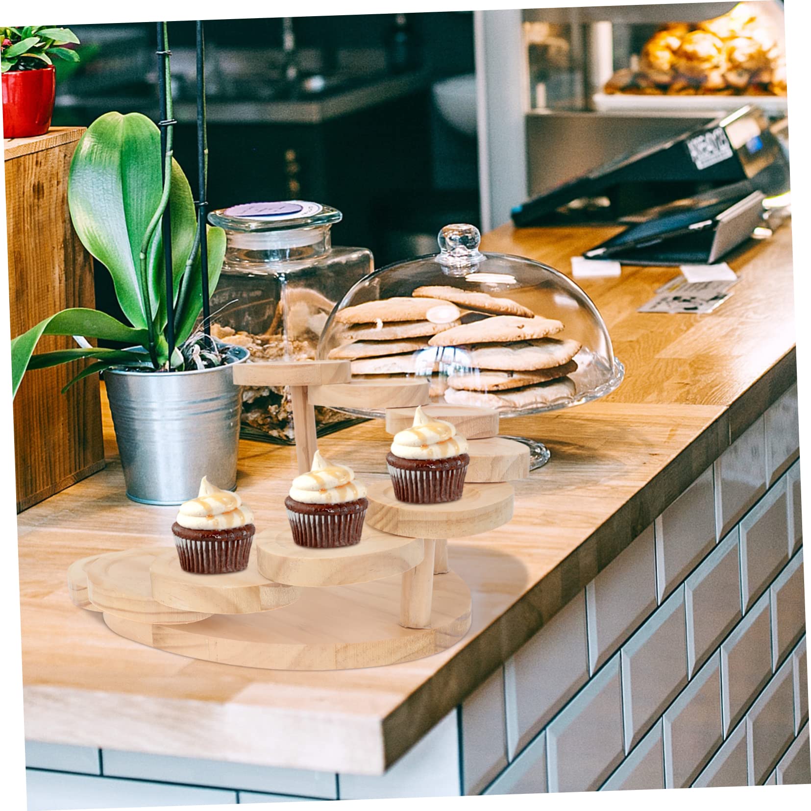 Ciieeo Alzatina per Torte in Legno Multi-strato Supporto per Muffin e Vasi, per Decorazioni Matrimonio e Ornamenti da Tavolo