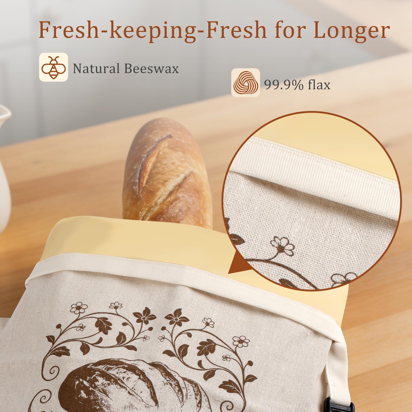 Paquete de 2 bolsas de pan reutilizables, bolsa de pan de lino natural para pan casero, bolsas de almacenamiento de masa madre con cordón con forro, bolsa de regalo para pan y alimentos