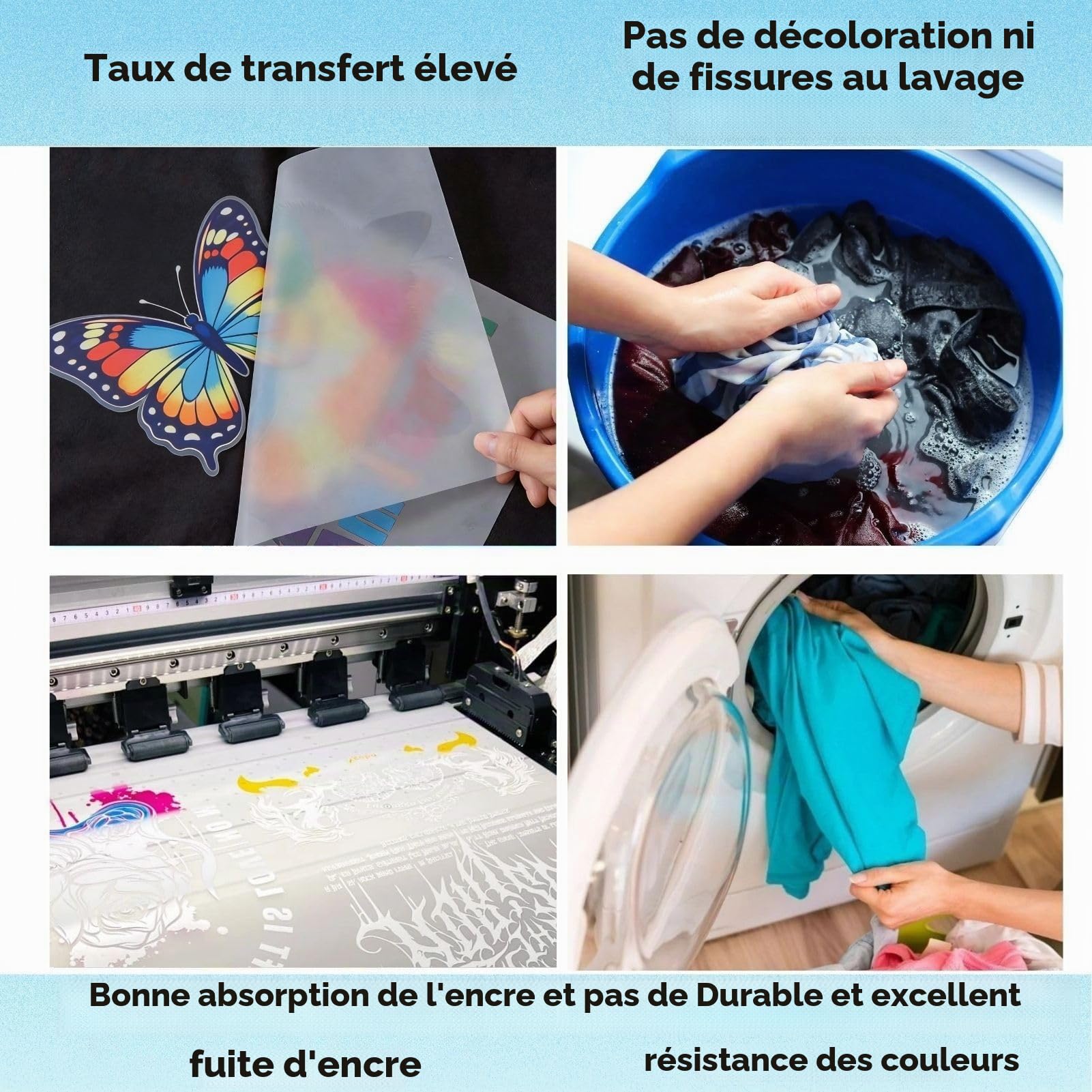 Film de Transfert DTF, 33 cm x 100 m Papier de Transfert Transparent DTF Simple Face Mat Pré-Traitement Feuille de Transferts Thermique Pet pour T-Shirts, Vêtements, Textile, Chapeau