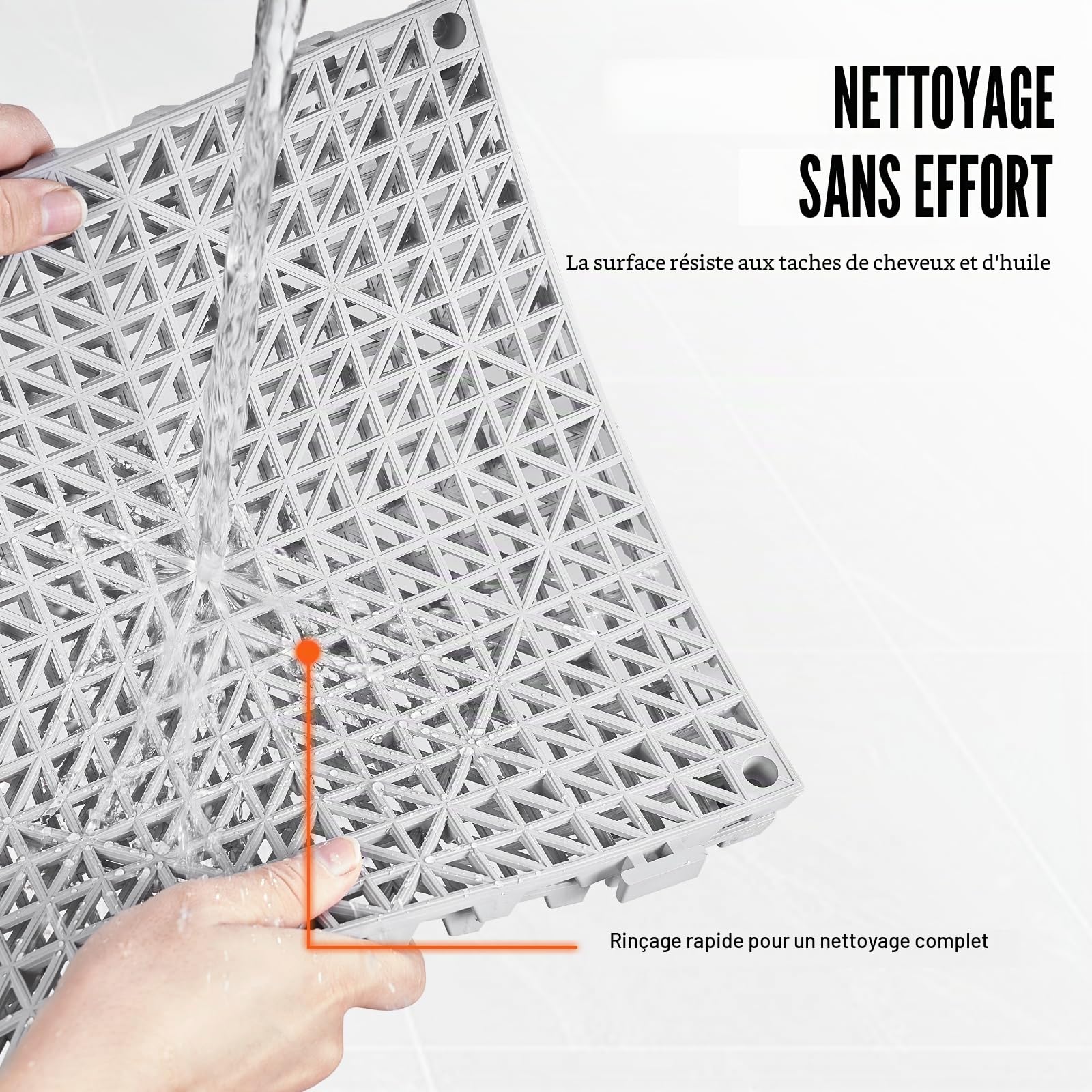 VEVOR Lot de 55 Dalles de Jardin Piscine 30x30x1,5 cm Gris Dalle Clipsable Ajourée Antidérapante en PVC Drainage Rapide Revêtements de Sol Extérieur Intérieur pour Terrasse Cuisine Spa Salle de Bain