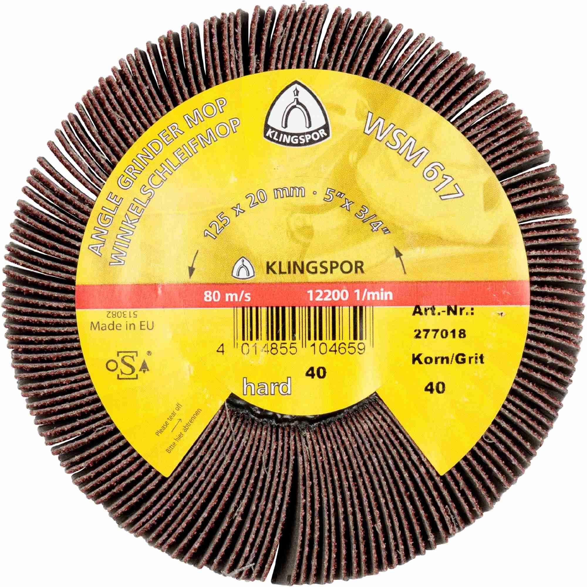 2 x Klingspor WSM 617 Schleifmopräder LS 309 X, 115 x 20 mm Korn 60 Gewinde M 14 Art.: 277015