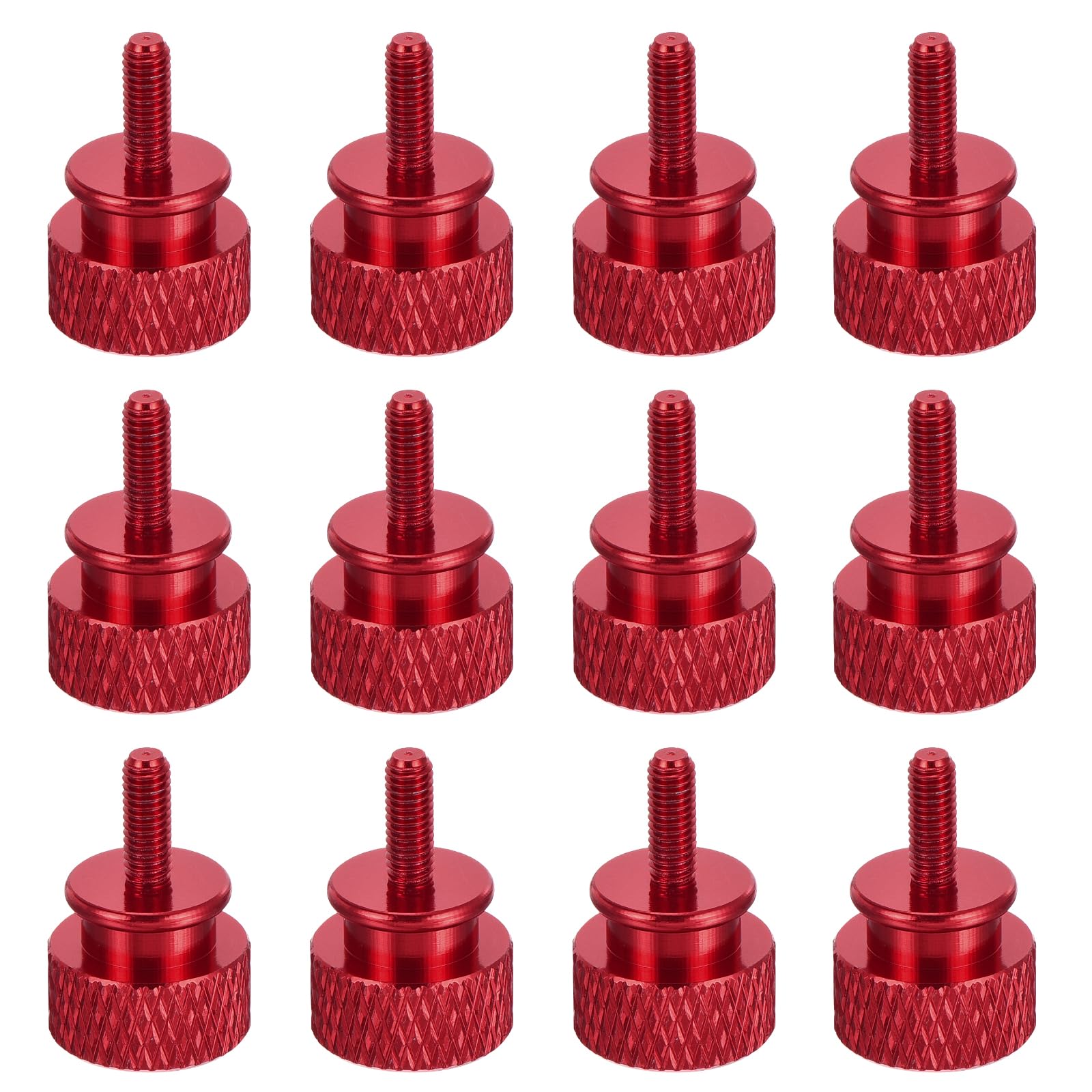 MECCANIXITY 12pcs M3x8mm Knurled Thumb Screw Computer Case Threaded Hand Tighten Screws Aluminum Alloy for PC Case, Wine Red