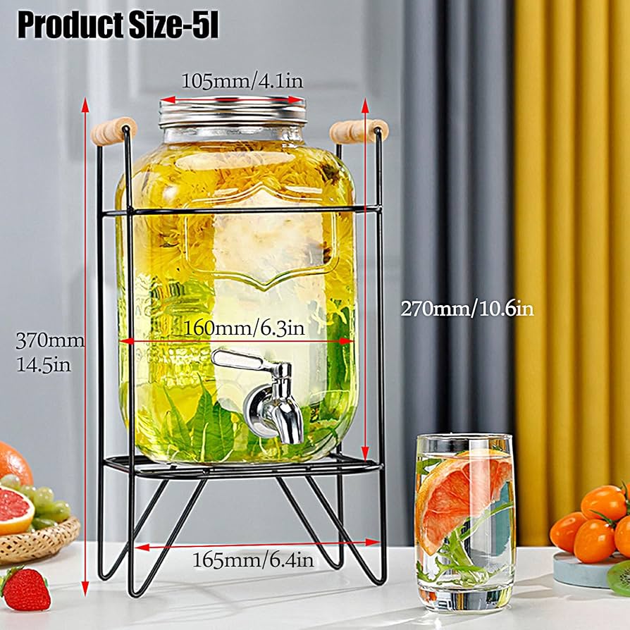 スタンド付きガラス製ドリンクジャグ/蛇口/ドリンクサーバー ドリンクサーバー3L スタンド付 ガラス 蛇口付き 6個セット