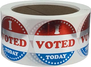 Metallic Silver I Voted Today Stickers, 2" Inch Round Adhesive, 500 Labels per Roll - Eye-Catching Voting Labels for Election Events and Polling Stations