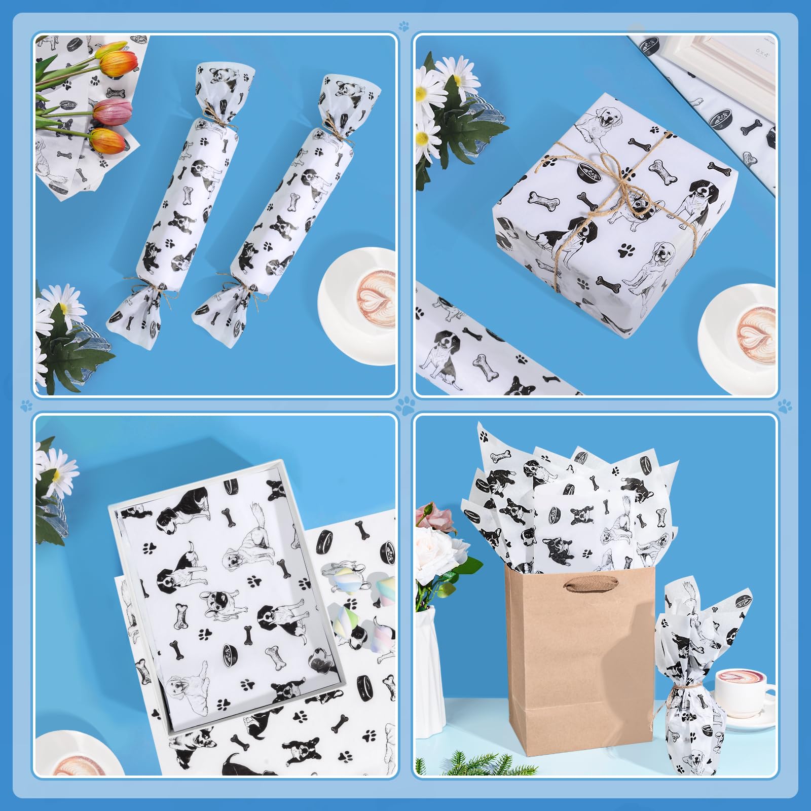 100 Sheets Black Kitty Tissue Paper - Cute Cat, Pet Paw & Yarn Pattern Tissue Paper Animal Motif Wrapping Paper Pet Lover Party Decoration Diy Projects 13 - View #12