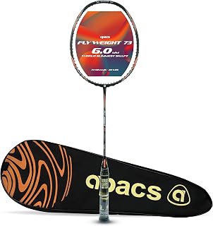 Apacs Fly Weight 73 (Ultralight Weight 73g, 6mm Slim Shaft) Made in Vietnam | Japanese Graphite Unstrung Badminton Racket (Black)