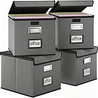 Vista 18 de Caja organizadora de archivos Huolewa con tapa, organizador de carpetas de archivos plegable para almacenamiento de documentos de oficina, caja