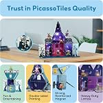 PicassoTiles 57pc Haunted House Theme Magnet Tile Building Blocks 8 Action Figures Magnetic Construction Toy Double Sided Printing Education STEM Learning Playset Halloween Adventure Kid Ages 3+ PTQ03
