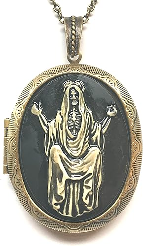 El Santo Corazón de Santa Muerte Camafeo Charm - Creyentes de los Bienaventurados!, Bronce, No es una piedra preciosa