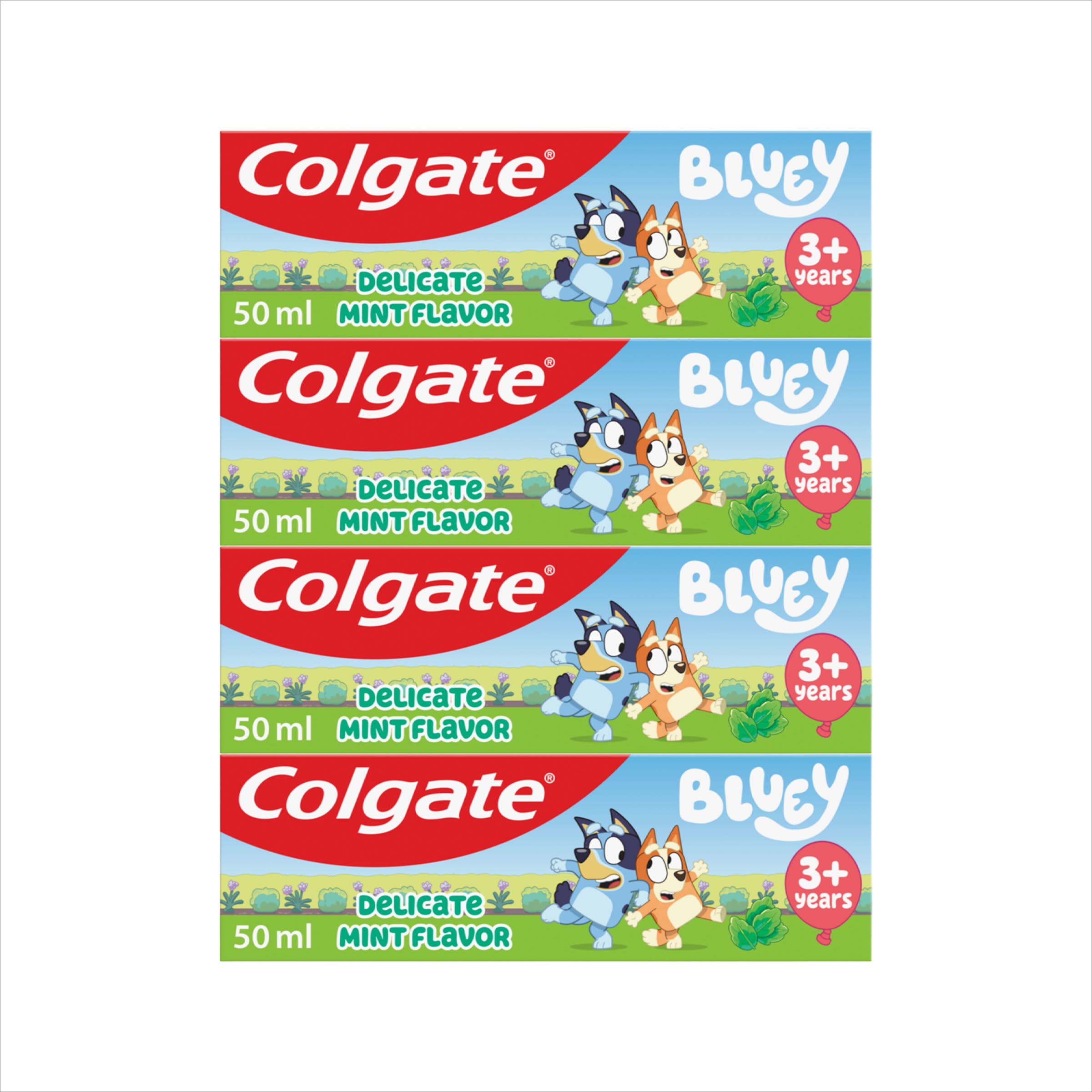 Colgate Kids Bluey Mint-Flavoured Fluoride Toothpaste 3+ Years 50ml x 4 – Gentle Toothpaste for Kids – Contains Dentist-Recommended Level of Fluoride – Maximum Cavity Protection – 4X Stronger Enamel*