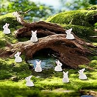 Vista 3 de Exasinine 100Pcs Rabbit Miniature Figurines Easter Bunny Mini Rabbits Bunny Figurine Mini Resin Animals Fairy Garden Miniature Ornaments for Easter