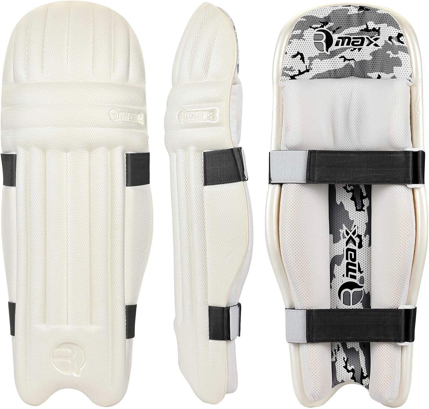 RMAX Cricket Batting Legguard Pad Full Size, White