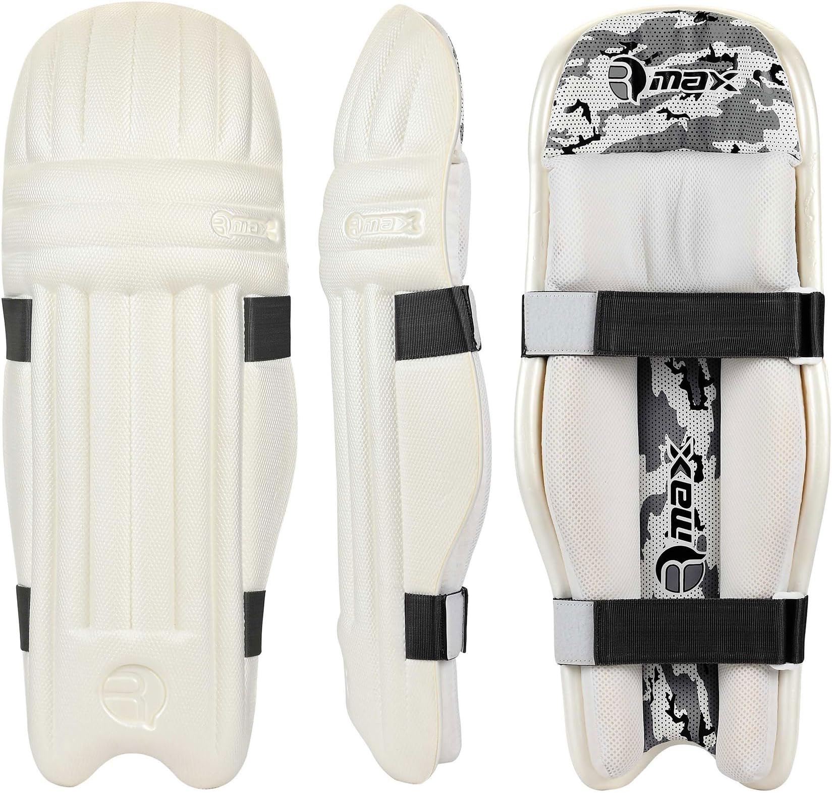 RMAX Cricket Batting Legguard Pad Full Size, White