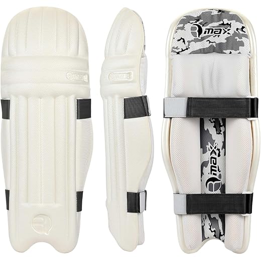 RMAX Cricket Batting Legguard Pad Full Size, White