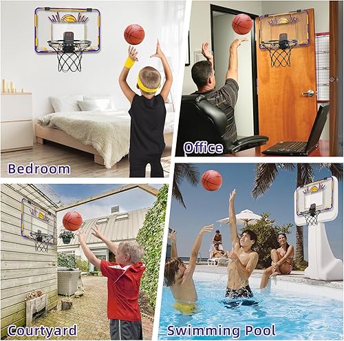 Miniatura 3 de Mini aro de baloncesto para interiores, aro de baloncesto para puerta de habitación y oficina, aro de baloncesto para niños de 8 a 12 años con 3