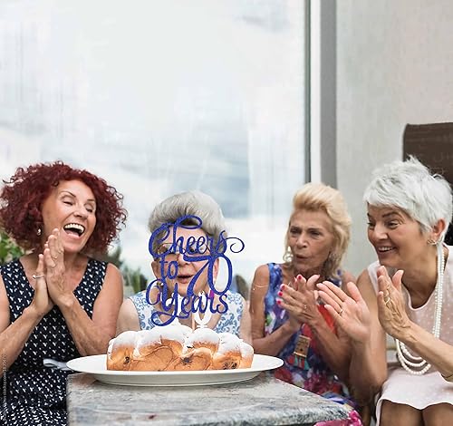 Miniatura 12 de Decoración para tartas de Cheers to 70 Years – Suministros de decoración de pasteles de cumpleaños 70 con purpurina dorada, perfecto para 70