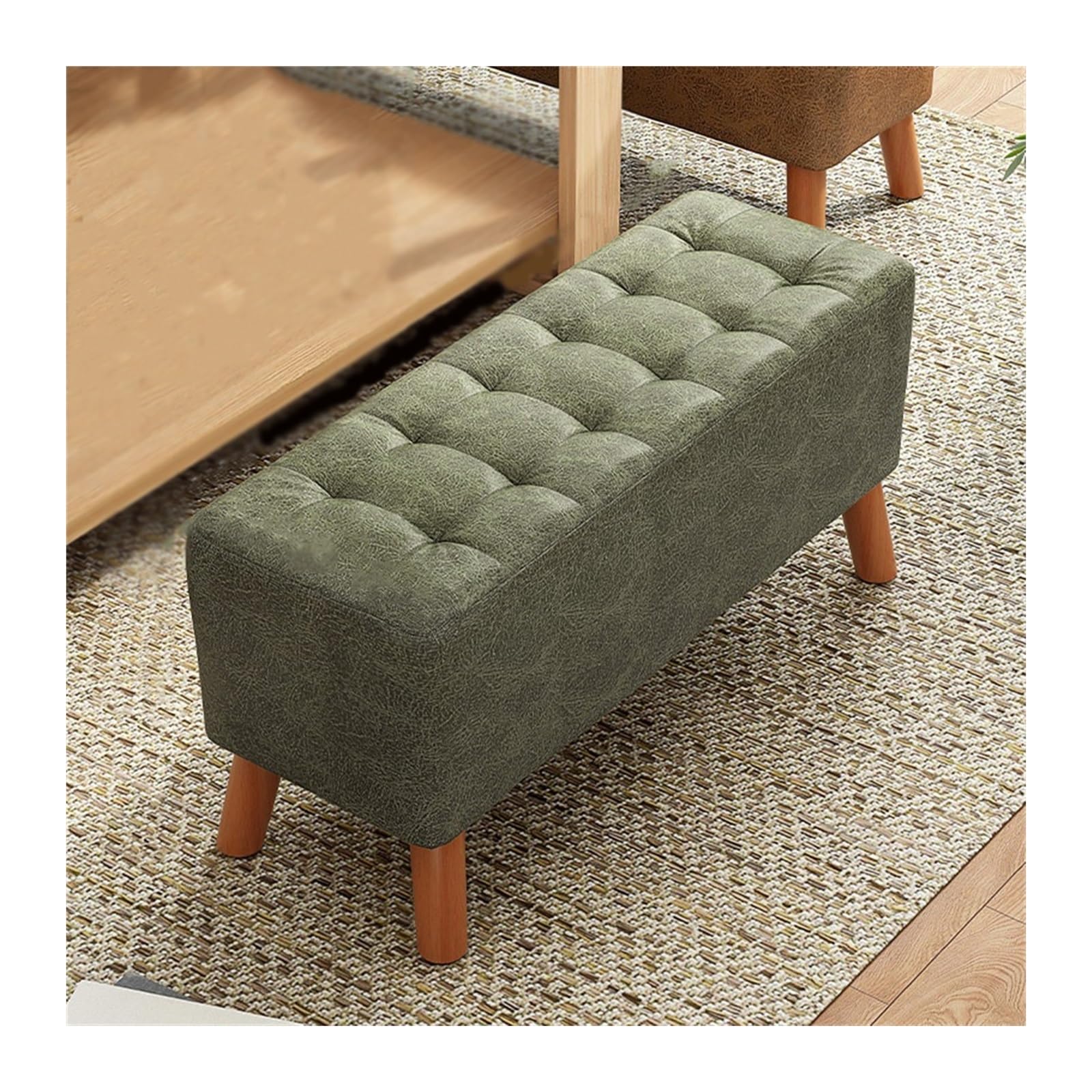 KLGFBDC Dark Green Chaise Lounge Shoe Bench - Entryway Seating Stylish Doorway Stool for Wearing Shoes Fitting Room & Bedside Use (60cm)